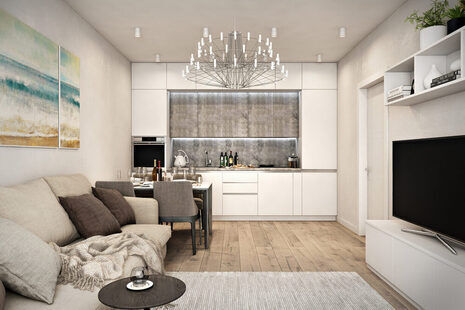 Фото № 4: Дизайн-проект однокомнатной квартиры 48.7  м² Современный стиль для ЖК Рождественский