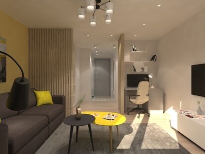 Фото № 1: Дизайн-проект трехкомнатной квартиры 74.02  м² Стиль Контемпорари для ЖК Московский