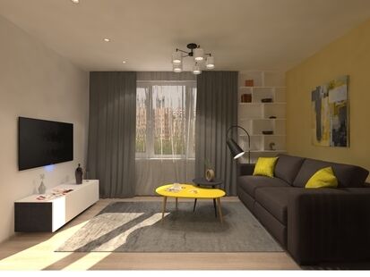 Фото № 3: Дизайн-проект трехкомнатной квартиры 74.02  м² Стиль Контемпорари для ЖК Московский