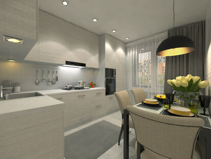 Фото № 5: Дизайн-проект трехкомнатной квартиры 74.02  м² Стиль Контемпорари для ЖК Московский