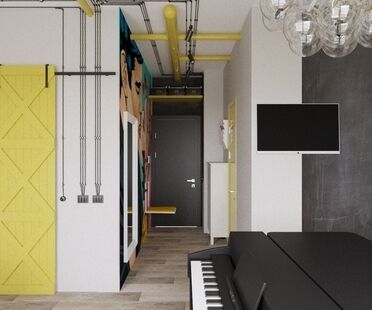 Фото № 2: Дизайн-проект квартиры-студии 25.1  м² Стиль поп-арт для ЖК Московский