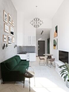 Фото № 3: Дизайн-проект квартиры-студии 18.33  м² Стиль Эклектика для ЖК Московский