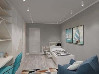 Фото № 5: Дизайн-проект четырехкомнатной квартиры 106.0  м² Скандинавский стиль для ЖК Московский