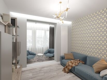 Фото № 6: Дизайн-проект четырехкомнатной квартиры 106.0  м² Скандинавский стиль для ЖК Московский