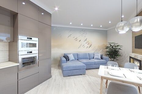 Фото № 1: Дизайн-проект двухкомнатной квартиры 77.99  м² Стиль Модернизм для ЖК Московский