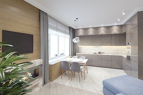 Фото № 2: Дизайн-проект двухкомнатной квартиры 77.99  м² Стиль Модернизм для ЖК Московский