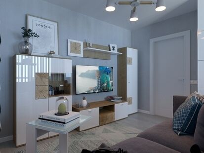 Фото № 2: Дизайн-проект двухкомнатной квартиры 53.7  м² Скандинавский стиль для ЖК Московский