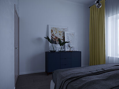 Фото № 6: Дизайн-проект трехкомнатной квартиры 89.4  м² Стиль Фьюжн для ЖК Московский