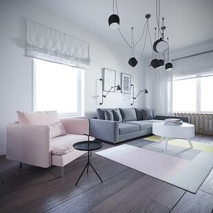 Фото № 3: Дизайн-проект трехкомнатной квартиры 89.4  м² Стиль Фьюжн для ЖК Московский