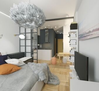 Фото № 1: Дизайн-проект квартиры-студии 30.2  м² Скандинавский стиль для ЖК Московский