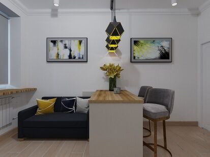 Фото № 5: Дизайн-проект однокомнатной квартиры 47.75  м² Стиль Модернизм для ЖК Московский