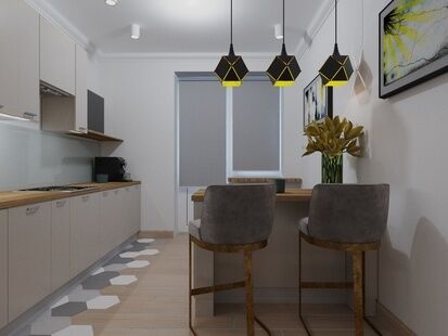 Фото № 4: Дизайн-проект однокомнатной квартиры 47.75  м² Стиль Модернизм для ЖК Московский