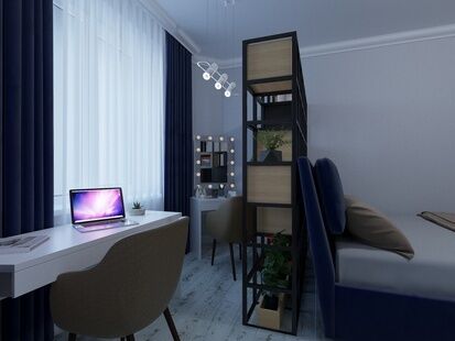 Фото № 3: Дизайн-проект однокомнатной квартиры 47.75  м² Стиль Модернизм для ЖК Московский