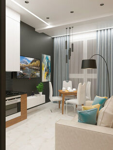 Фото № 1: Дизайн-проект двухкомнатной квартиры 48.4  м² Стиль Минимализм для ЖК Московский