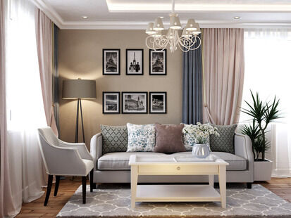 Фото № 1: Дизайн-проект двухкомнатной квартиры 67.2  м² Стиль Современная классика для ЖК Московский