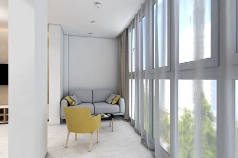 Фото № 6: Дизайн-проект однокомнатной квартиры 47.36  м² Стиль Минимализм для ЖК Московский