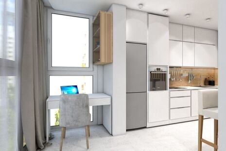 Фото № 4: Дизайн-проект однокомнатной квартиры 47.36  м² Стиль Минимализм для ЖК Московский