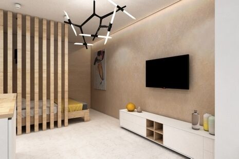 Фото № 5: Дизайн-проект однокомнатной квартиры 47.36  м² Стиль Минимализм для ЖК Московский