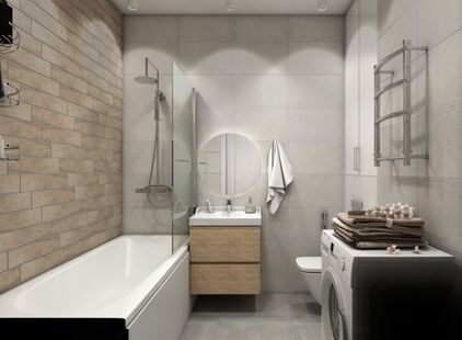 Фото № 3: Дизайн-проект однокомнатной квартиры 47.36  м² Стиль Минимализм для ЖК Московский