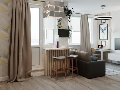 Фото № 5: Дизайн-проект однокомнатной квартиры 42.4  м² Скандинавский стиль для ЖК Московский