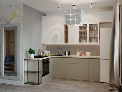 Фото № 4: Дизайн-проект однокомнатной квартиры 42.4  м² Скандинавский стиль для ЖК Московский