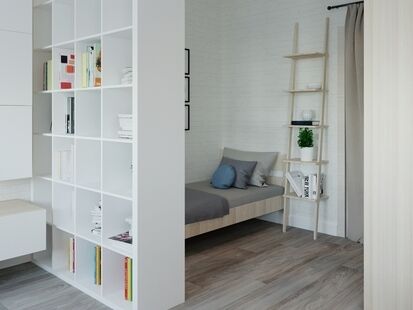 Фото № 2: Дизайн-проект однокомнатной квартиры 42.4  м² Скандинавский стиль для ЖК Московский