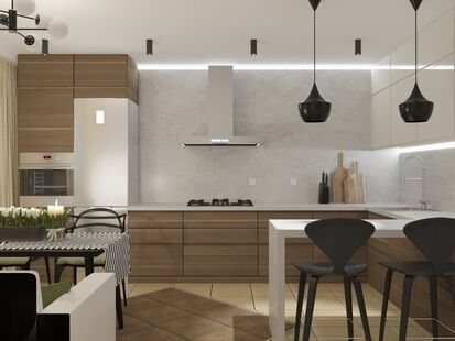 Фото № 4: Дизайн-проект трехкомнатной квартиры 110.35  м² Стиль Контемпорари для ЖК Московский