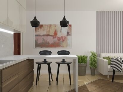 Фото № 6: Дизайн-проект трехкомнатной квартиры 110.35  м² Стиль Контемпорари для ЖК Московский