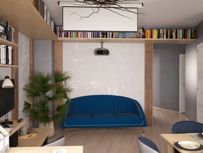 Фото № 4: Дизайн-проект трехкомнатной квартиры 71.2  м² Стиль Эклектика для ЖК Московский