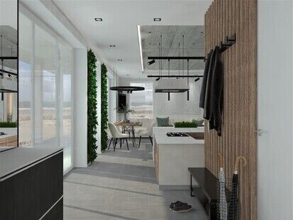 Фото № 2: Дизайн-проект трехкомнатной квартиры 95.0  м² Стиль Фьюжн для частного дома