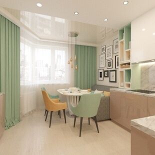 Фото № 1: Дизайн-проект кухни 15.0  м² Стиль Контемпорари для ЖК Московский