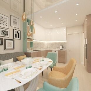 Фото № 2: Дизайн-проект кухни 15.0  м² Стиль Контемпорари для ЖК Московский