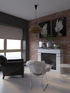 Фото № 1: Дизайн-проект квартиры-студии 43.3  м² Стиль Лофт для ЖК Парк мира