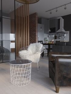 Фото № 2: Дизайн-проект квартиры-студии 43.3  м² Стиль Лофт для ЖК Парк мира