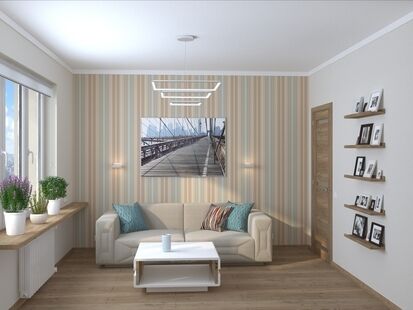 Фото № 1: Дизайн-проект однокомнатной квартиры 41.41  м² Стиль Контемпорари для ЖК Московский