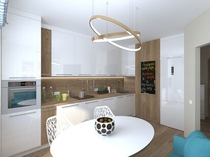 Фото № 5: Дизайн-проект однокомнатной квартиры 41.41  м² Стиль Контемпорари для ЖК Московский