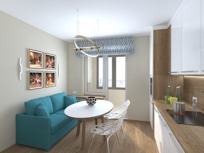 Фото № 4: Дизайн-проект однокомнатной квартиры 41.41  м² Стиль Контемпорари для ЖК Московский