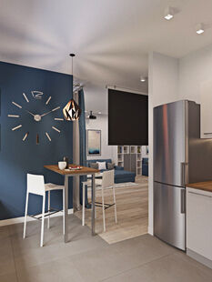 Фото № 2: Дизайн-проект квартиры-студии 42.55  м² Скандинавский стиль для ЖК Московский