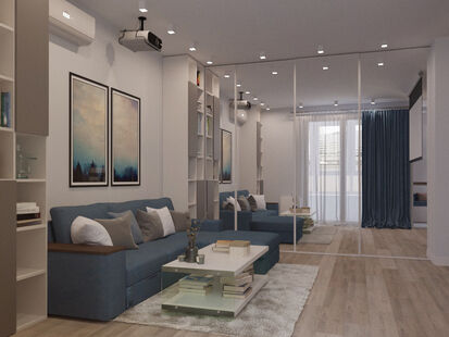 Фото № 3: Дизайн-проект квартиры-студии 42.55  м² Скандинавский стиль для ЖК Московский