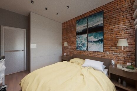 Фото № 4: Дизайн-проект трехкомнатной квартиры 50.36  м² Стиль Фьюжн для ЖК Московский