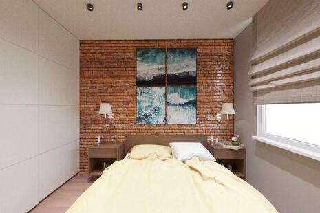 Фото № 5: Дизайн-проект трехкомнатной квартиры 50.36  м² Стиль Фьюжн для ЖК Московский