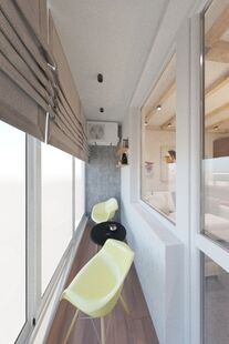 Фото № 3: Дизайн-проект трехкомнатной квартиры 50.36  м² Стиль Фьюжн для ЖК Московский