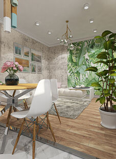 Фото № 1: Дизайн-проект двухкомнатной квартиры 50.0  м² Стиль Фьюжн для ЖК Московский