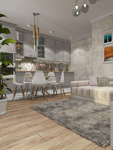 Фото № 2: Дизайн-проект двухкомнатной квартиры 50.0  м² Стиль Фьюжн для ЖК Московский