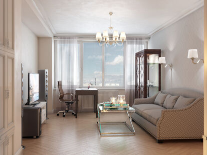 Фото № 5: Дизайн-проект двухкомнатной квартиры 52.2  м² Стиль Современная классика для ЖК Московский