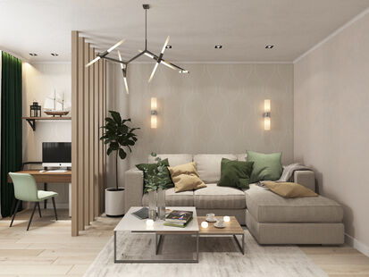 Фото № 1: Дизайн-проект трехкомнатной квартиры 75.24  м² Эко-стиль для ЖК Московский