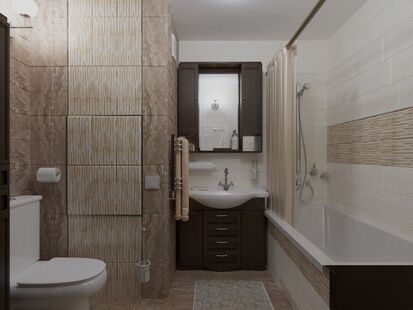 Фото № 1: Дизайн-проект ванной 4.35  м² Стиль Современная классика для ЖК Московский