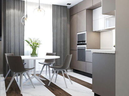 Фото № 2: Дизайн-проект четырехкомнатной квартиры 93.3  м² Стиль Модернизм для ЖК Московский