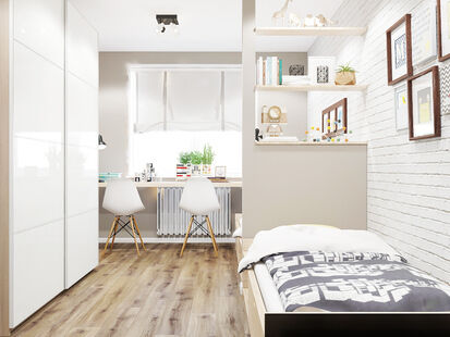 Фото № 4: Дизайн-проект четырехкомнатной квартиры 93.3  м² Стиль Модернизм для ЖК Московский