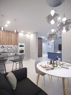 Фото № 1: Дизайн-проект трехкомнатной квартиры 89.0  м² Стиль Модернизм для ЖК Московский